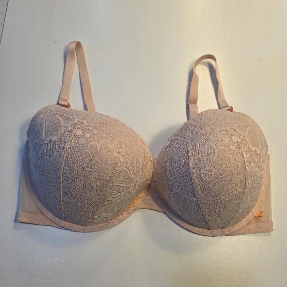 Victorias Secret Lined Demi Bra 34C Pale Pink Underwire Sz 38DD‎ *READ*